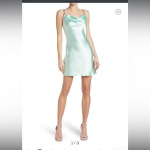 Slinky Satin Mini Dress Mint